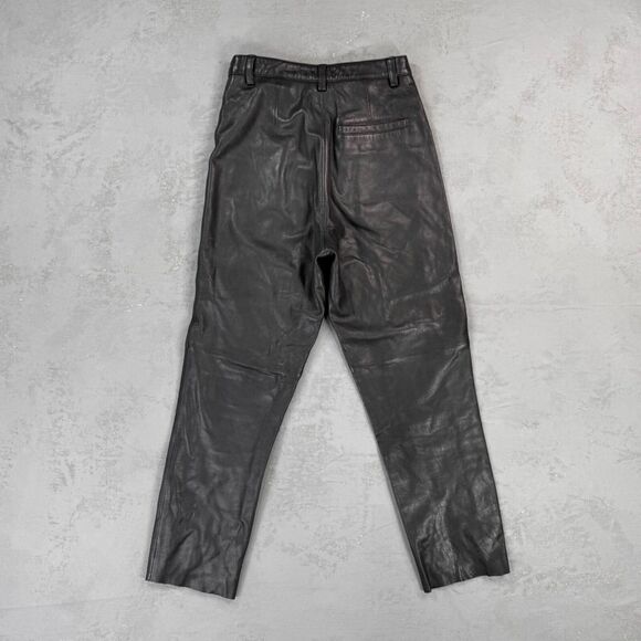 Veda x Reformation Black Lamb Leather High Waisted Cropped Pants Fit 25 x 25 - Picture 5 of 6